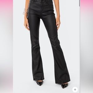 Edikted Luna Faux Leather Flare Jeans